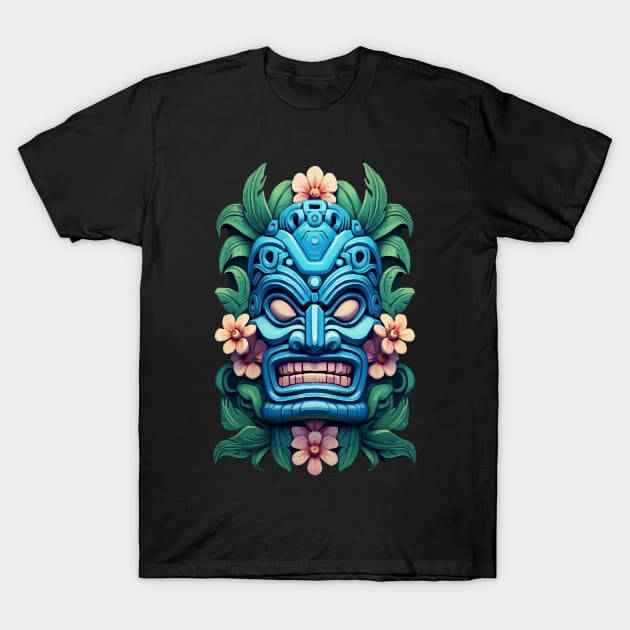 Blue Tiki Mask T-Shirt by VelvetRoom
